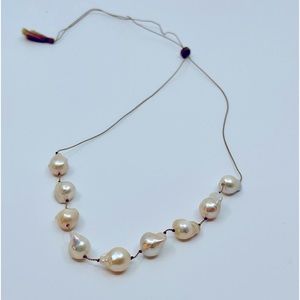 Floating Baroque Pearls on silk cord